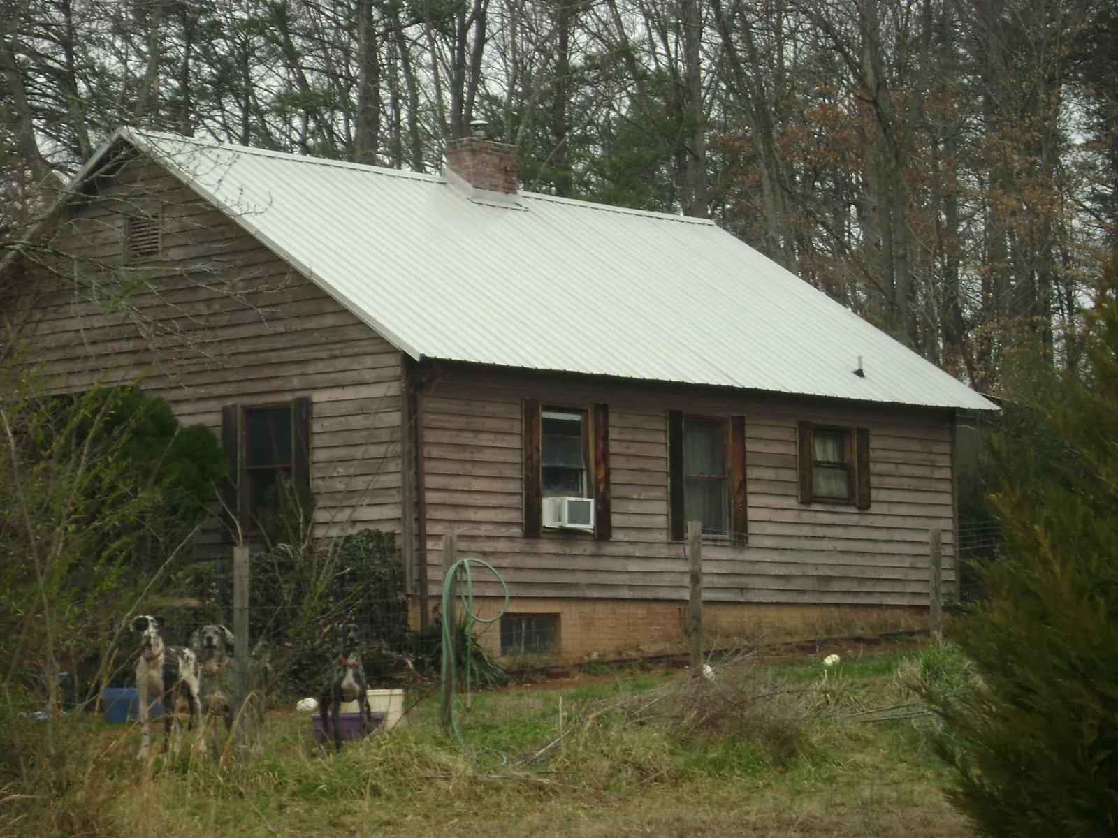 White metal roof on an old wood sided farmhouse, from a Metal Roof Installation job in Como